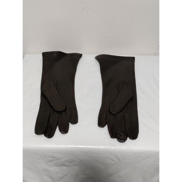 Neiman Marcus Brown Leather Gloves Silk Lined Luxury Vintage Equestrian Womens 7 - Picture 9 of 10